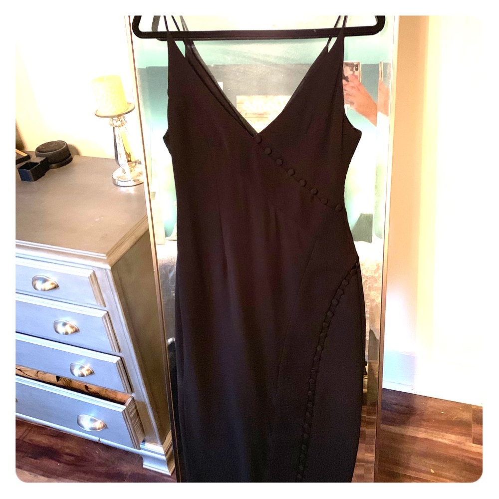 Black button down midi dress